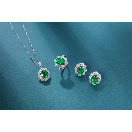 2.4 ct created emerald 925 sterling silver pendant